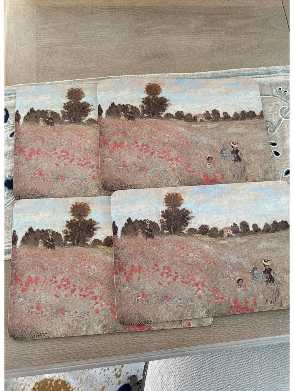 Set of 4 Claude Monet The Poppy Field Placemats
